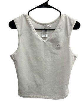Adidas Womens White V-Neck Sleeveless Top Size XL Athleisure Gorpcore